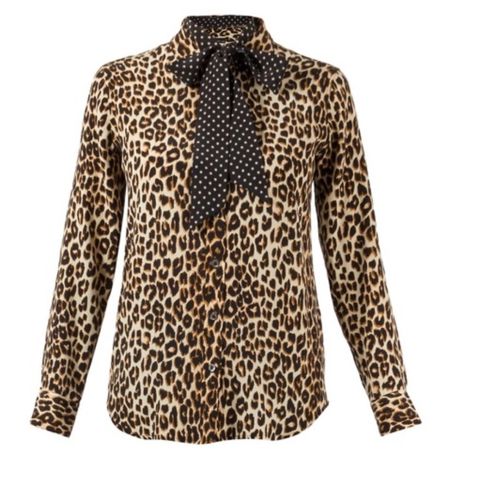 Equipment × Kate Moss Leopard Blouse with  Tie - Picture 4 of 11